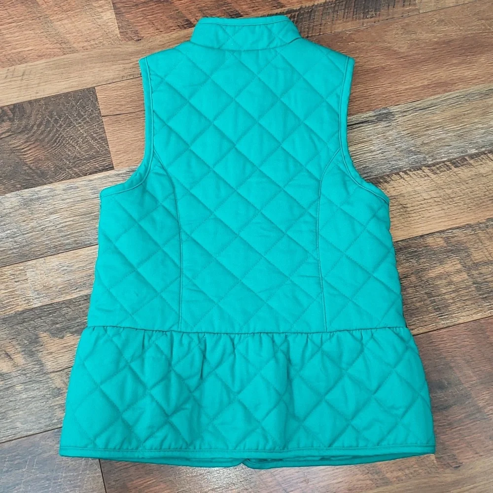Crown & Ivy Kids Light Blue Peplum Hem Quilted Vest, Size Small